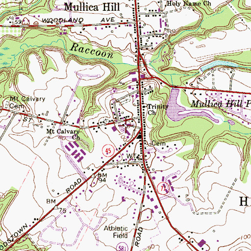 Topographic Map of Friends School - Mullica Hill, NJ