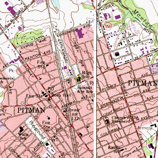 Topographic Map of Pitman Middle School, NJ