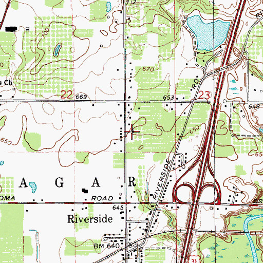 Topographic Map of Riverside United Methodist Church, MI