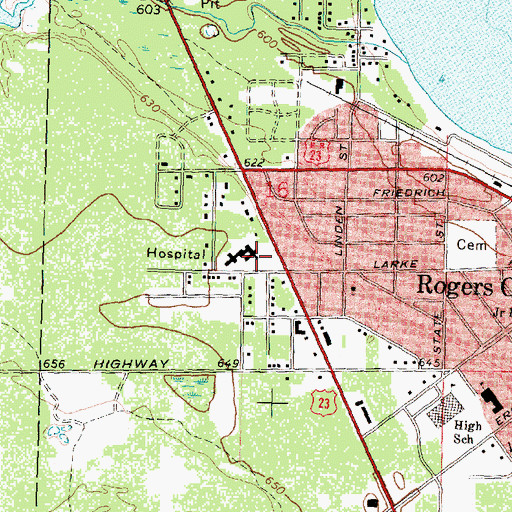 Topographic Map of Rogers City Rehabilitation Hospital, MI