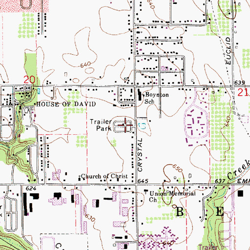 Topographic Map of Crystal Mobile Home Park, MI