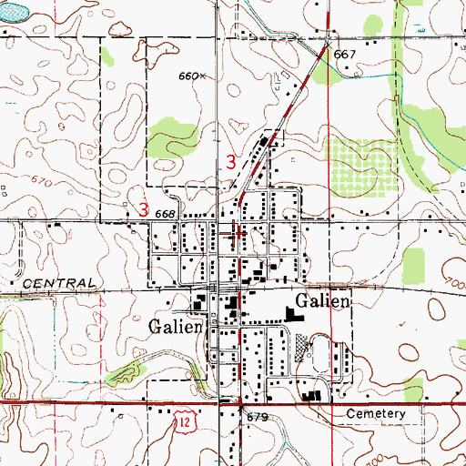 Topographic Map of Galien United Methodist Church, MI
