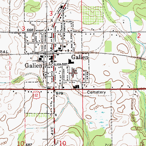 Topographic Map of Galien High School, MI