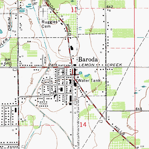 Topographic Map of Baroda Station (historical), MI
