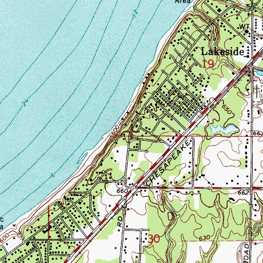 Topographic Map of Lakeside Inn Historical Marker, MI