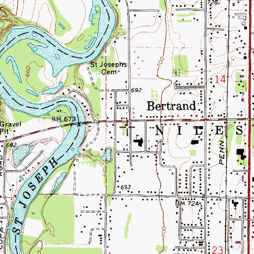 Topographic Map of Bertrand Historical Marker, MI