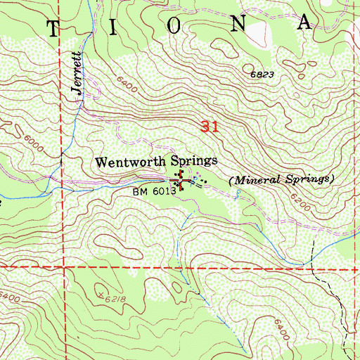 Topographic Map of Wentworth Springs, CA