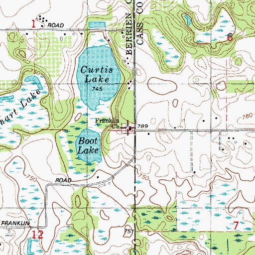 Topographic Map of Franklin Cemetery, MI
