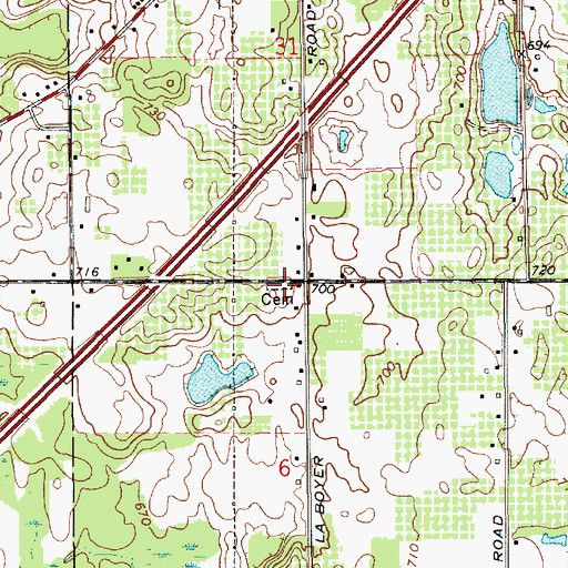 Topographic Map of Boyer Cemetery, MI