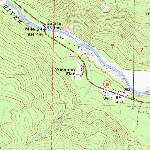 Topographic Map of Weonme Flat, CA