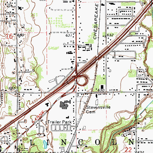 Topographic Map of Interchange 23, MI