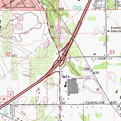 Topographic Map of Interchange 29, MI