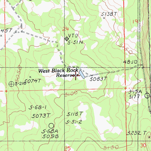 Topographic Map of West Black Rock Reservoir, CA