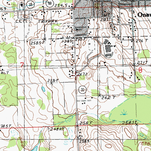 Topographic Map of Onaway Assembly of God Church, MI