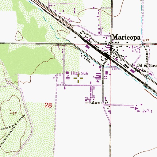 Topographic Map of Maricopa High School, AZ
