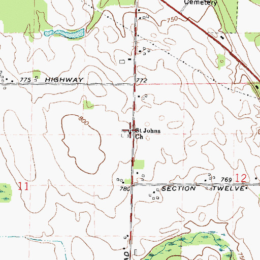 Topographic Map of Saint John's Hagenville Lutheran Cemetery, MI