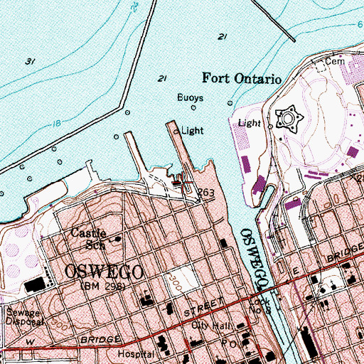 Topographic Map of United States Coast Guard Oswego Life Boat Station, NY