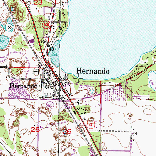 Topographic Map of Hernando Beach and Community Park, FL