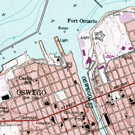 Topographic Map of Fort Oswego (historical), NY