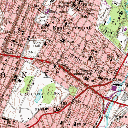 Topographic Map of Fairmount Playground, NY