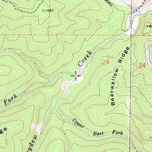 Topographic Map of West Fork Honeydew Creek, CA