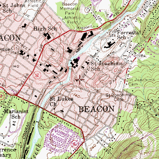 Topographic Map of Beacon Fire Department Engine Company 1, NY