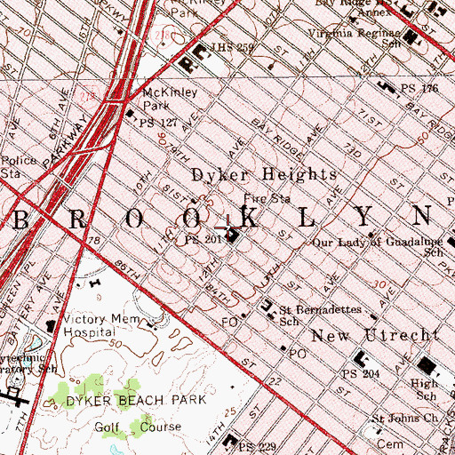 Topographic Map of Dyker Heights Playground, NY
