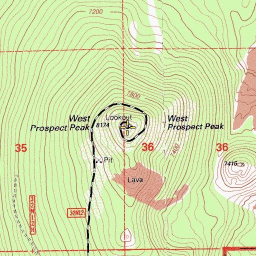 Topographic Map of West Prospect Peak, CA