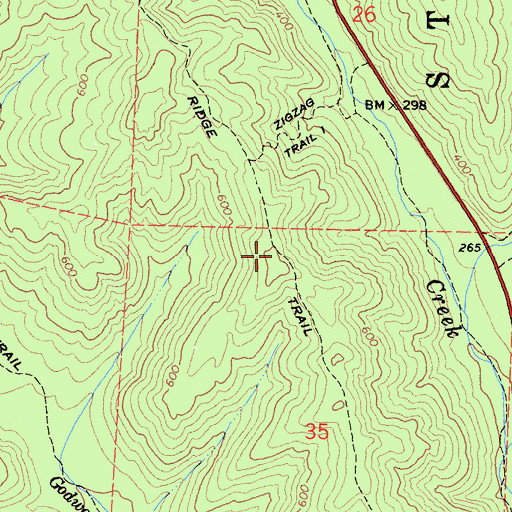 Topographic Map of West Ridge Trail, CA