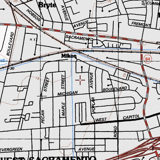 Topographic Map of Westfield Village Elementary School, CA