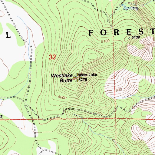 Topographic Map of Westlake Butte, CA