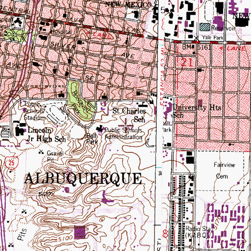 Topographic Map of Central New Mexico Community College, NM