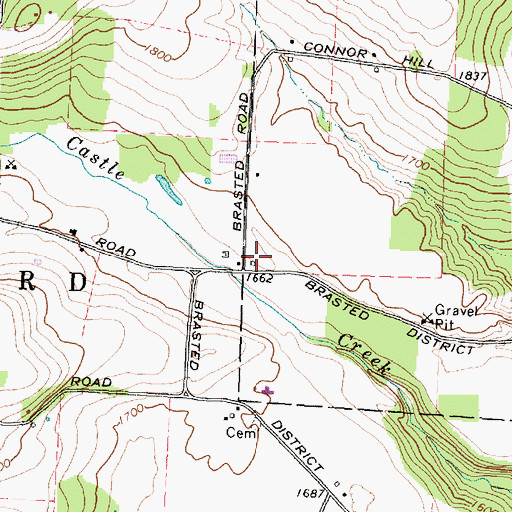 Topographic Map of Brasted School (historical), NY