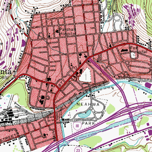 Topographic Map of Oneonta Municipal Building, NY