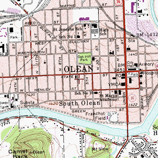 Topographic Map of Foursquare Gospel Church, NY