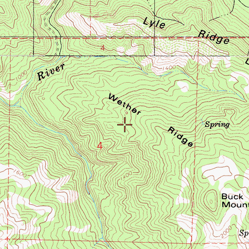 Topographic Map of Wether Ridge, CA