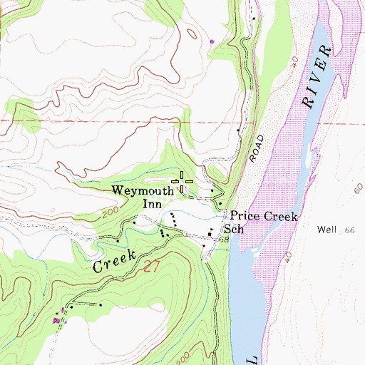 Topographic Map of Weymouth Inn, CA