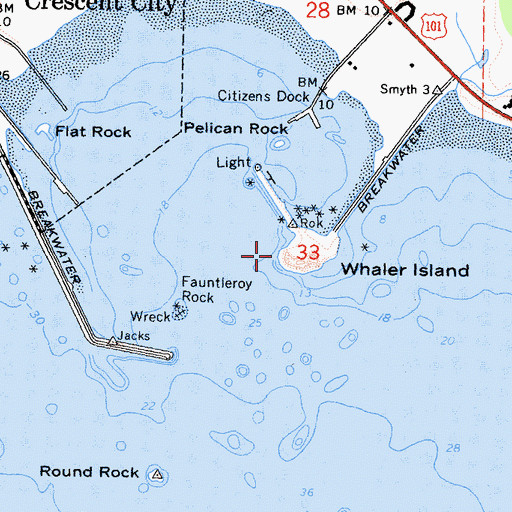 Topographic Map of Whaler Island, CA