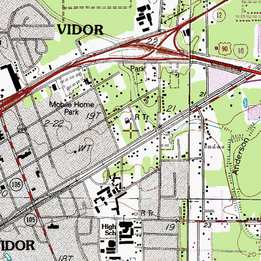 Topographic Map of Vidor Police Department, TX