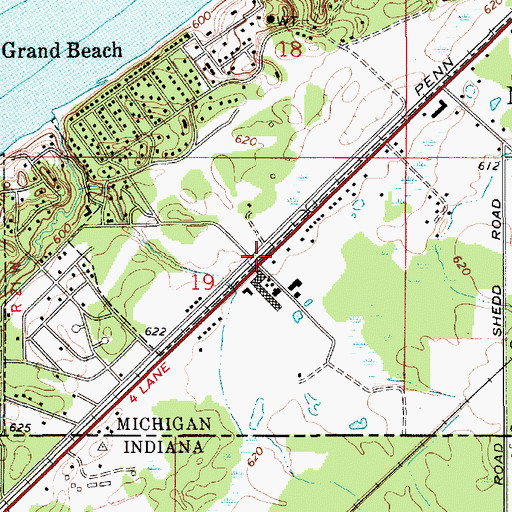 Topographic Map of Grand Beach Station, MI