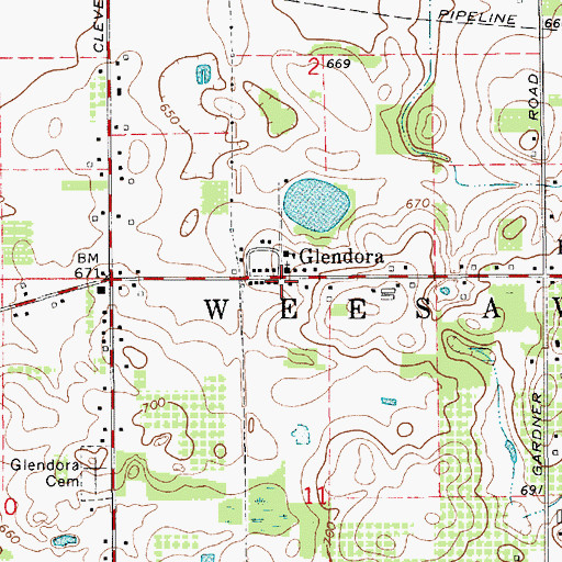 Topographic Map of Glendora Station (historical), MI
