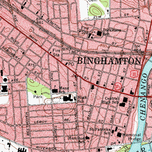 Topographic Map of Main Street Baptist Church, NY