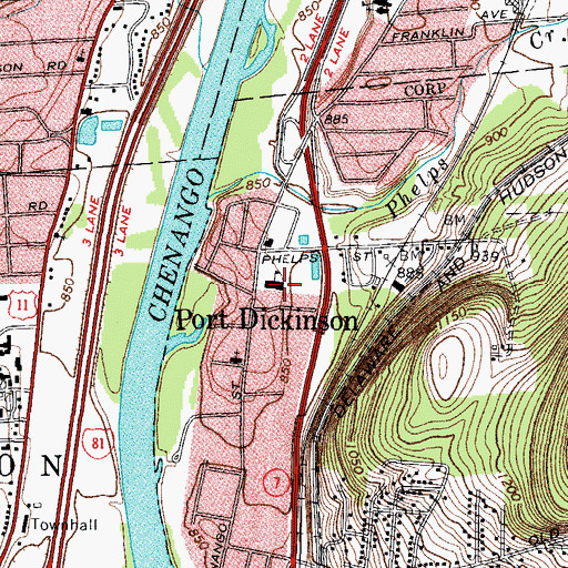 Topographic Map of Port Dickinson School, NY