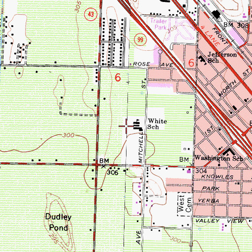 Topographic Map of Eric White Elementary School, CA