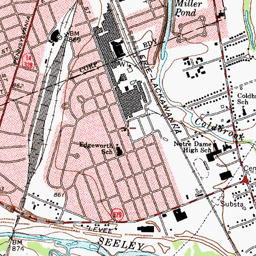 Topographic Map of Elmira Wesleyan Church, NY