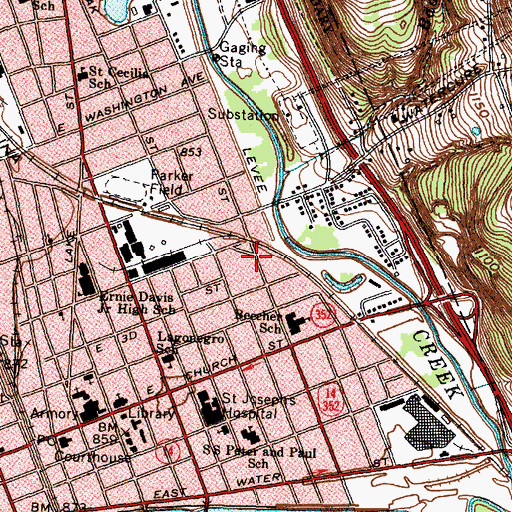 Topographic Map of Sullivan Street Pentecostal Mission, NY