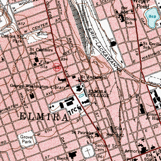 Topographic Map of Saint Anthony's Catholic Church, NY