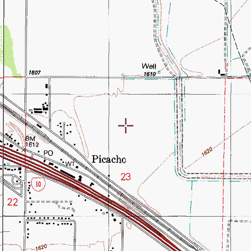 Topographic Map of Picacho Railroad Station, AZ