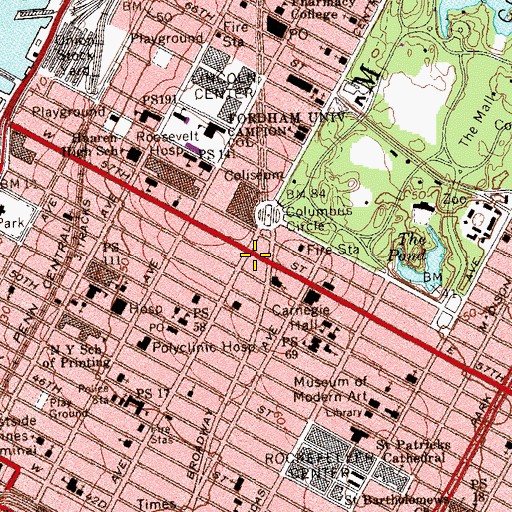 Topographic Map of Fisk Building, NY