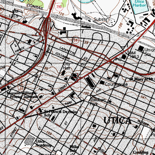 Topographic Map of Moriah Olivet United Presbyterian Church, NY